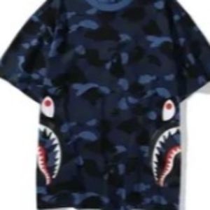 NIB Double Shark Mouth Blue Camo Shirt